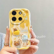 เคส Infinix Smart 7 X6515 Tecno Spark GO 2023 Tecno POP 7 Pro ตุ๊กตา เคสโทรศัพท์ ดีไซน์ใหม่3D การ์ตูนน่ารักรูปหมีขนมปังชีสนมหมีซิลิโคนแบบนิ่มพร้อมกำไล Case