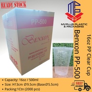 Benxon 16oz PP Clear Cup Only [ 2000sets± ]  Disposable Plastic Cup - PP 500