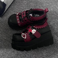 Y2k Shoe Buckle Versatile Thick-Soled Heightened Small Subculture Leather Shoes Women 2024 Y2k Metal