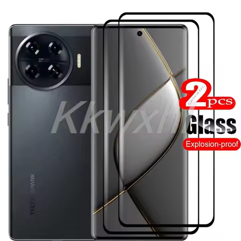 2PCS 3D Curved Full Glue FOR Tecno Spark 20 Pro+ 6.78" Tempered Glass Cover ON Spark20Pro Plus KJ7 S