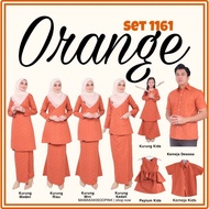 [2024] NEW Orange - Dhia Raya Sedondon Family Baju Kurung Moden | Riau | Mini | Kedah | Kemeja Peplum Kids 210324