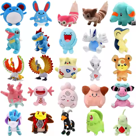 Pokemon Chikorita Togepi Marill Wooper Politoed Furret Plush Toys Corsola Flaaffy Tyranitar Lugia Ph