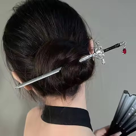 Hairpin Ruby Pendant Vintage Hair Sticks Chinese Ancient Style Hairpin Hairpin Headwear Hanfu Hairpi