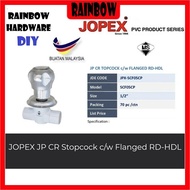 JOPEX SCF05CP PVC CHROME STOPCOCK C/W FLANGED SOCKET END ROUND TYPE HANDLE 15MM / SHOWER STOPCOCK