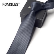 【吉星】romguest男士商務正裝領帶韓版黑灰單色斜紋職業工作領帶結婚學生 西裝領帶 西裝領帶