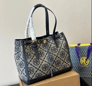 Tory Burch T Monogram Logo老花滿印 手提單肩包 小號 女款 海軍藍色