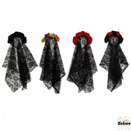 BOLSAED Ghost Bride Headband, Lace Material Performance Prop Floral Lace Veil, Spooky Gothic Spooky 