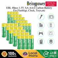 EBL 40Pcs 1.5V AA AAA Carbon Zinc Battery for Flashlight Clock Toy Wireless Mouse Beingpower