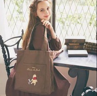 [訂購/包順豐] Maison de FLEUR小熊維尼 啡色刺繡帆布袋 Disney 迪士尼 聯乘