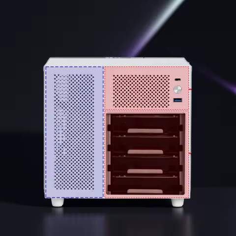 Ursa Minor 4-bay NAS Chassis SFX Power Supply ITX Motherboard,9.9L Ultra-compact Size, 70mm Heat Sin