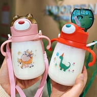 Kids Children Cartoon Animal School Drinking Water Straw Bottle Gravity Ball Straw Baby Cup with Handle Water Bottle NO BPA