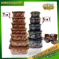 Ringgit Shop  7 IN 1 and 5 IN 1 set Floral Flower Container With  Lids Container Kitchenware