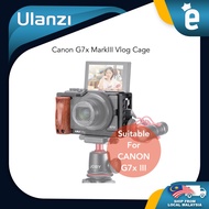 Uurig C-g7x Iii Vlog Camera Cage For Canon G7x Mark Iii Aluminum Alloy Cage With Wooden Handle