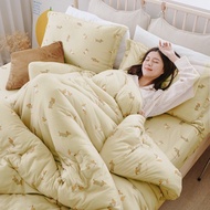 輕柔針織全鋪棉5尺雙人床包枕套+雙人6x7尺棉花糖捲捲被四件組