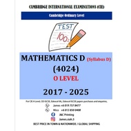 O Level MATHEMATICS (SYLLABUS D) (4024) 2017-June/Nov 2025 (Paper 1,2)