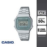 CASIO นาฬิกาข้อมือ CASIO รุ่น A168WA-3AYDF วัสดุสเตนเลสสตีล สีเขียว