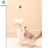 MINMENG Cat toys, self-entertainment, suction cup cat teaser, elastic wire feather cat teaser