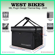 WEST BIKES 58L PLUGIN TYPE -THERMAL BAG -BONELESS - 2025 NEW DESIGN THERMAL BAG FOOD DELIVERY BAG TH