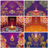 Diwali Festival Party Backdrop for Photography Wall Mural India Diwali Candle Burning Lights Laxmi P