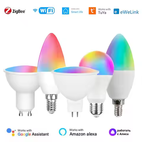 Tuya WIFI Zigbee Smart Light Bulb E27/E14/E12/GU10/MR16 RGB CW Dimmable LED Lamp For Alexa Google Ho