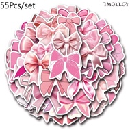 [T] 55Pcs/Set Coquette Bows Stickers Waterproof Stickers Decal for Toys