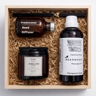 Junsuina- Aromatherapy Gift Set OUD Candle Reed Diffuser Body Oil | Relaxing Home Spa Set