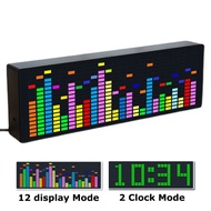 Multifunctional LED Music Spectrum Rhythm Lights Voice Sensor 1624 RGB Atmosphere Level Indicator with Clock Display V6.65