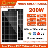ASOLAR Solar Panel 200Watts MONOCRYSTALLINE 12BB Solar Panel 200W