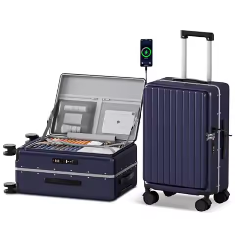 SKYROMER 20 Inch carry on luggage 22x14x9 airline approved Hard Shell Spinner Suitcase Top Opening A
