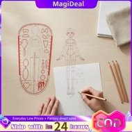 magideal 2 Pieces Plastic Fashion Design Template with Figure Outlines Flat Human Body Drawing Templ