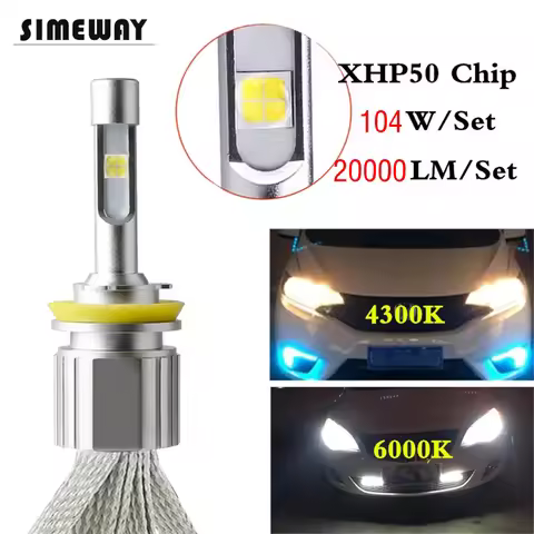 H4 LED H7 Car Light 4300K 6000K 20000LM XHP50 Chips 9012 D2S D2H Headlight Bulbs 9005 9006 H1 H11 H3