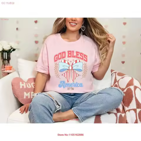 God Bless America 1776 T Shirt 4th of July Women's Fourth Outfit USA vintage Washed designer clothes