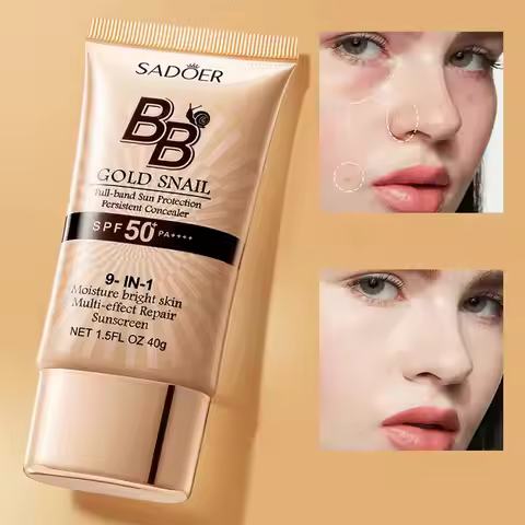SPF50+ Gold Snail Sunscreen BB Cream Whitening Foundation Concealer Moisturizing Long Lasting Even S
