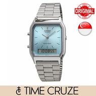 [Time Cruze] Casio AQ-230 Dual Time Adjustable Stainless Steel Ice Blue Men Women Watch AQ-230A-2A1M