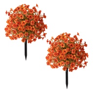 2 Pcs Artificial Violet Ball 23.6"" Topiary Trees with Ground Spikes Realistic Fake Shrubs with Viol