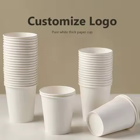 1000Pcs 250ml 9oz Disposable Paper Cups, Custom Printed Company Logo for Party & Events