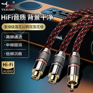 YY-JNM 4-Core 6N Oxygen-Free Copper Lotus to 2RCA Female One Point Two Subwoofer Audio Cable Audio C