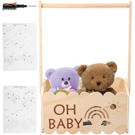 Baby Shower Crate with Handle Wood Baby Crate Closet Cute Baby Hamper Basket Practical Baby Storage 