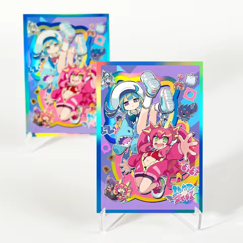 63×90mm 100PCS Holographic Cartoon Art Anime Card Sleeves for YGO/TCG Top Loading Cartoon Deck Shiel