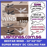 BESTAR WIND DC CEILING FAN - 32/ 42 / 52 / 24W LED-REMOTE