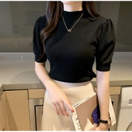 SA1972 -MSIA Ready Stock Women Knitted Top Women Top 半高领短袖女针织