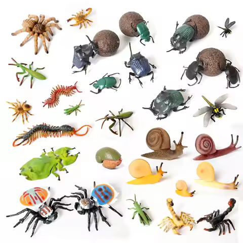 Realistic Insect Animal Figures Dung Beetle Maratus Volans Scorpion Mantis Snail, Mini Educational C