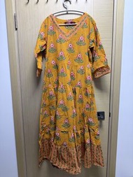 印度民族風黃色印花長裙