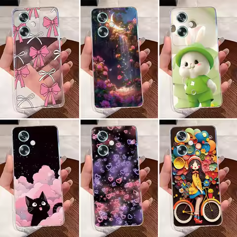 For OPPO A79 A 79 A98 A 98 5G Case Cute Rabbit Cartoon Love Heart Style Clear TPU Silicone Soft Shel