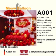 Set bóng trang trí phòng cưới phòng tân hôn phòng hẹn hò (TẶNG 100 CÁNH HOA HỒNG LỤA)