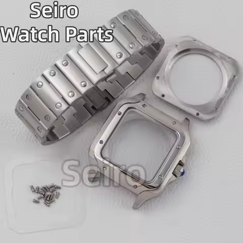 NH35 Square Watch Case Stainless Steel Bracelet 38mm for Santos 27mm Dial Seiko Mod Parts NH35 NH36 