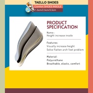 TAELLO👟2.5cm sneaker Height increase insole shoes men insole arch support insole tapak kasut pelapik
