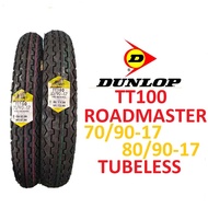 DUNLOP TAYAR TYER TIRES TT100 70-90-17 / 80/90-17 TUBELESS 100% ORIGINAL TAYAR (ROADMASTER)