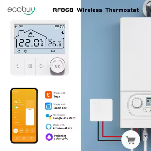 Tuya Wifi Thermostat Wireless For Boiler Heating Thermostats Wifi Battery Operated Gas Boiler Water 