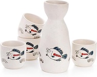 Cididu Ceramic Sake Set, 5 Pieces Japanese Sake Wine Service Set, Sake Cup Set Carafe as Gift for Ho